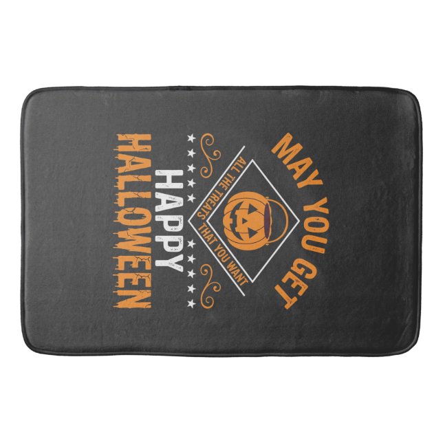 Happy Halloween Pumpkin Treats Vector Design Bath Mat (Front)