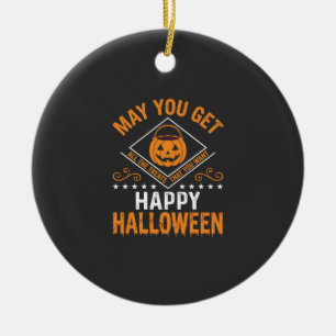 Happy Halloween Pumpkin Treats Vector Design Ceramic Tree Decoration