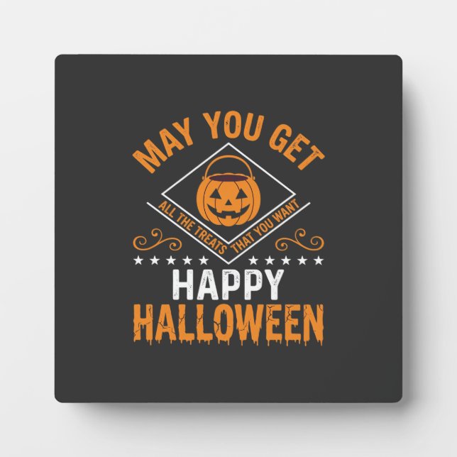 Happy Halloween Pumpkin Treats Vector Design Plaque (Front)