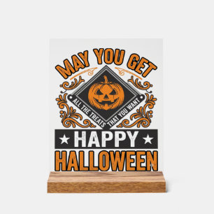 Happy Halloween Pumpkin Treats Vintage Acrylic Sign