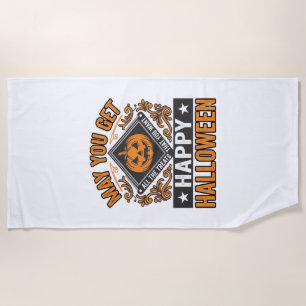 Happy Halloween Pumpkin Treats Vintage Beach Towel