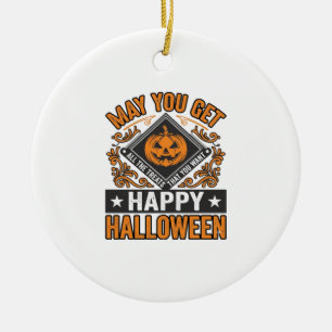 Happy Halloween Pumpkin Treats Vintage Ceramic Tree Decoration