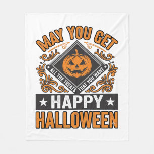 Happy Halloween Pumpkin Treats Vintage Fleece Blanket