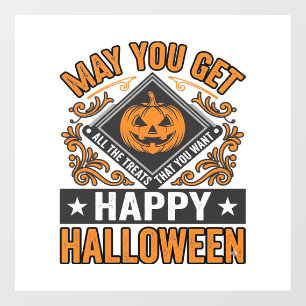 Happy Halloween Pumpkin Treats Vintage Window Cling