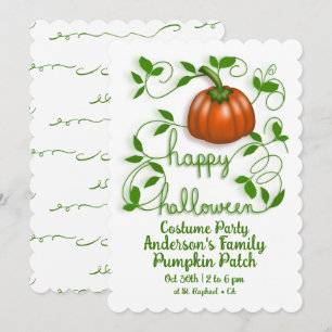 Happy Halloween Pumpkin Vine Costume Party Invitation
