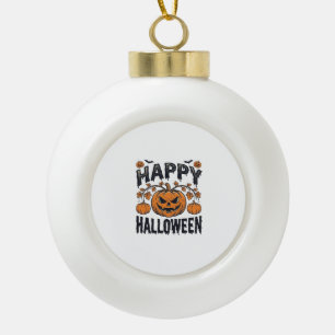 Happy Halloween Pumpkin Vintage Engraving Design_1 Ceramic Ball Christmas Ornament