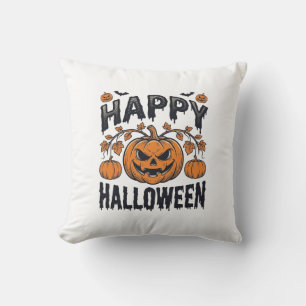 Happy Halloween Pumpkin Vintage Engraving Design_1 Cushion