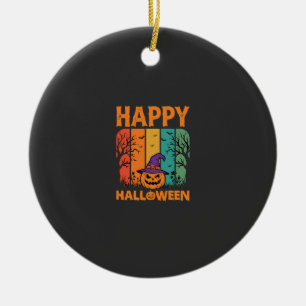 Happy Halloween Pumpkin Vintage Vector Ceramic Tree Decoration
