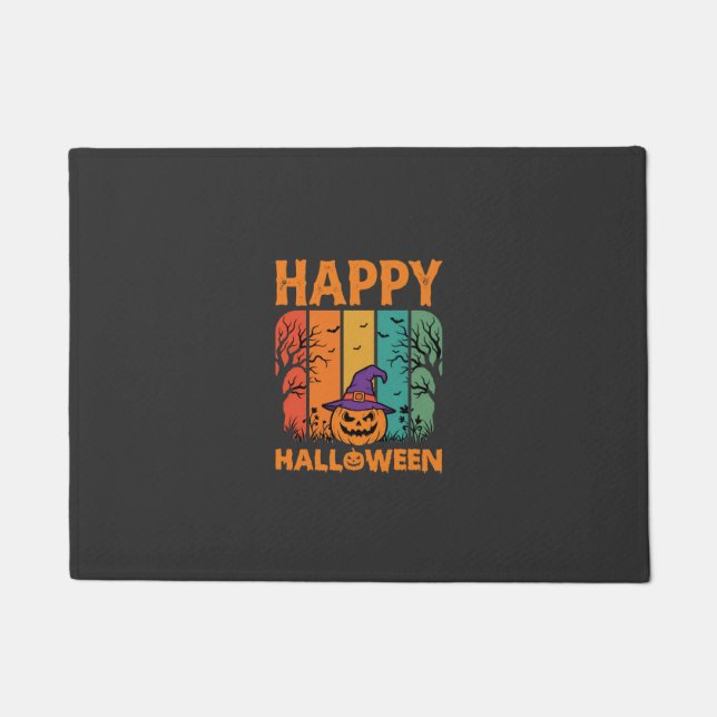 Happy Halloween Pumpkin Vintage Vector Doormat (Front)