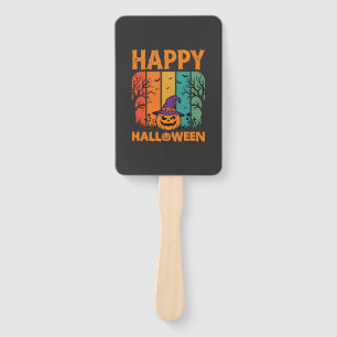 Happy Halloween Pumpkin Vintage Vector Hand Fan