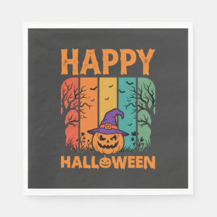 Happy Halloween Pumpkin Vintage Vector Napkin