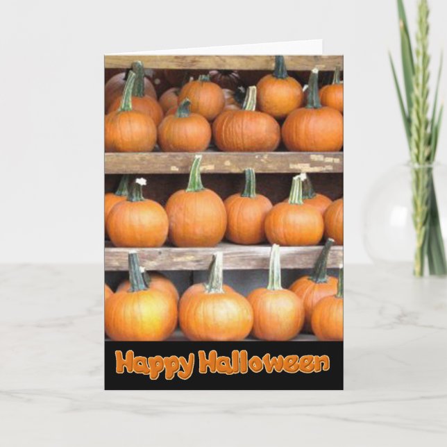Happy Halloween Pumpkin Wall Greeting Card (Front)