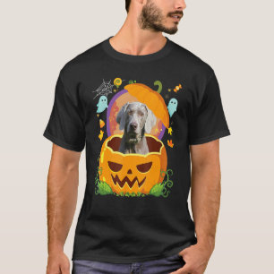 Happy Halloween Pumpkin Weimaraner Dog Witch Cute  T-Shirt