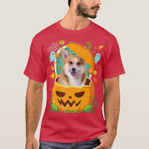 Happy Halloween Pumpkin Welsh Corgi Dog Witch Cute T-Shirt
