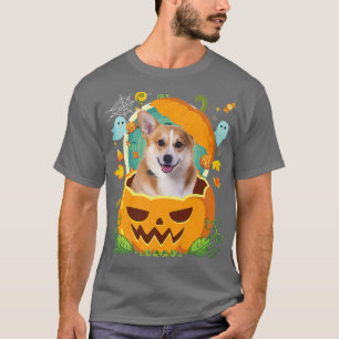 Happy Halloween Pumpkin Welsh Corgi Dog Witch Cute T-Shirt
