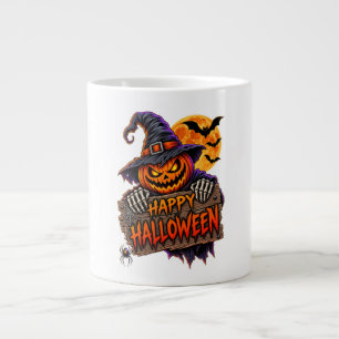 Happy Halloween Pumpkin Witch Large Coffee Mug