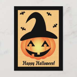 Happy Halloween Pumpkin Witch Postcard