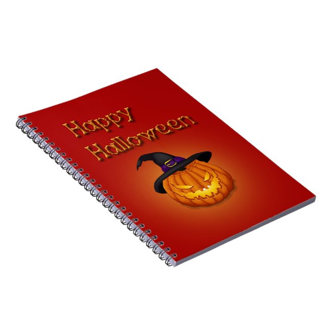 Happy Halloween Pumpkin with Hat Notebook (Right Side)