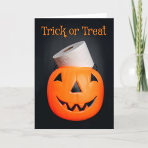 Happy Halloween Pumpkin With Toilet Paper Holiday Card