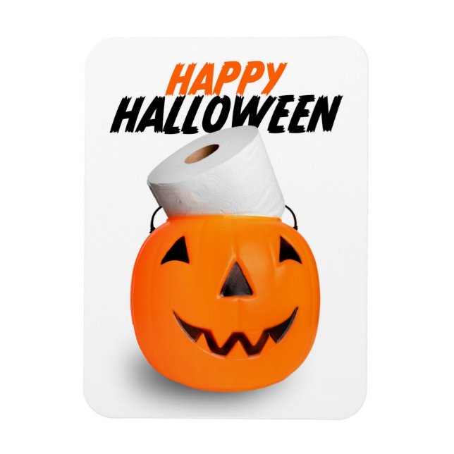 Happy Halloween Pumpkin With Toilet Paper Humour Magnet (Vertical)