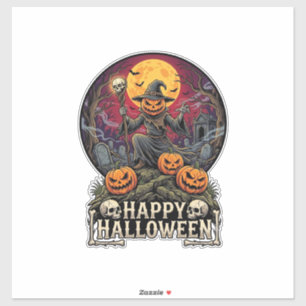 Happy Halloween Pumpkin Wizard Graveyard Full Moon