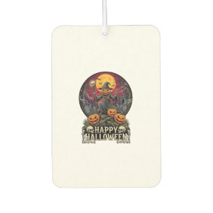 Happy Halloween Pumpkin Wizard Graveyard Full Moon Car Air Freshener