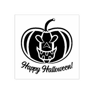 Happy Halloween Pumpkin Wood Art Stamp