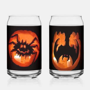 Happy Halloween Pumpkins Can Glass