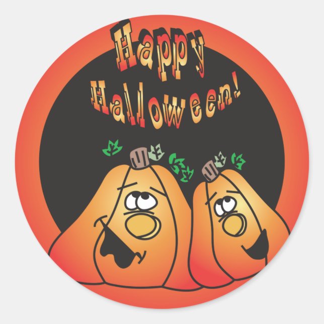 Happy Halloween Pumpkins Classic Round Sticker (Front)