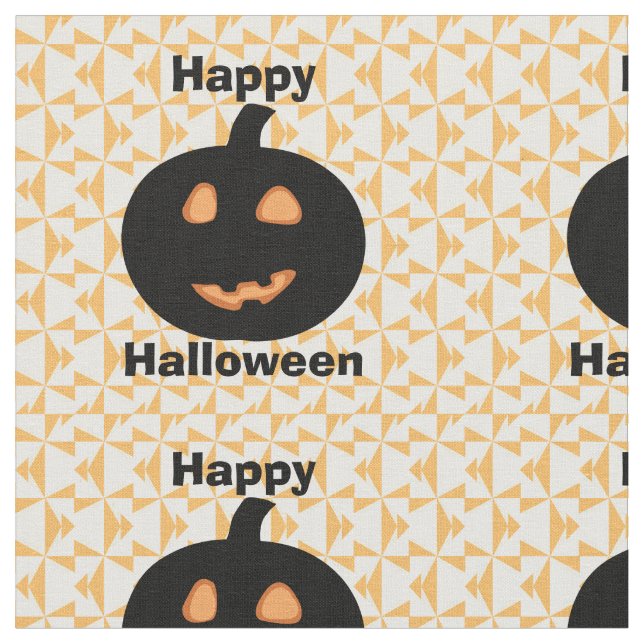 Happy Halloween Pumpkins Fabric (Close Up)