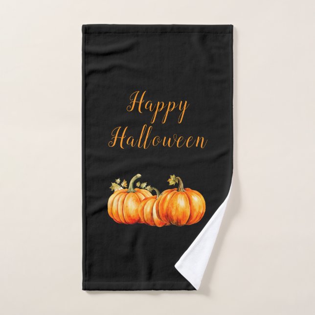Happy Halloween Pumpkins  Hand Towel (Hand Towel)