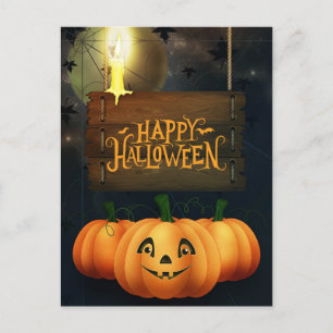 Happy Halloween Pumpkins  Holiday Postcard