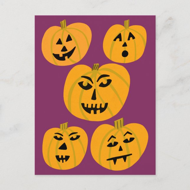 HAPPY HALLOWEEN Pumpkins Jack-O-Lanterns Postcard (Front)