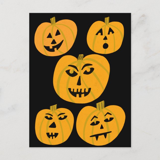 HAPPY HALLOWEEN Pumpkins Jack-O-Lanterns Postcard (Front)