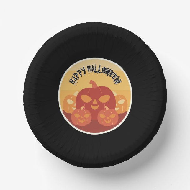 Happy Halloween! Pumpkins Paper Bowls Paper Plate (Front)