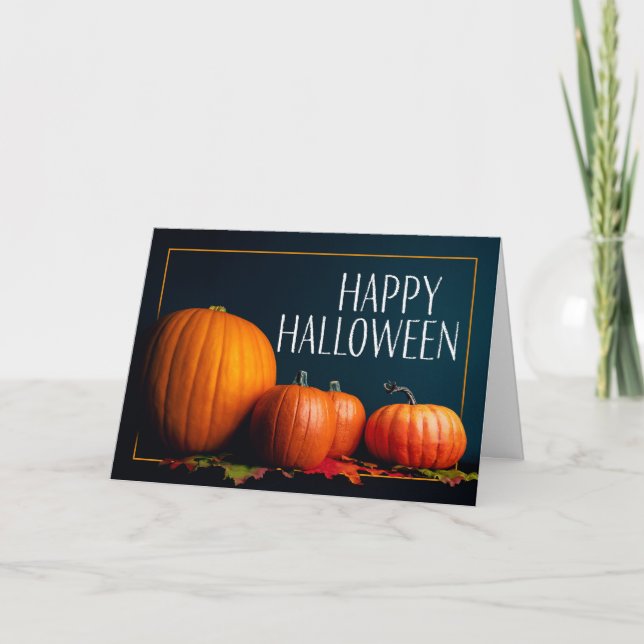 Happy Halloween Pumpkins Still Life Photograph  Holiday Card (Front)