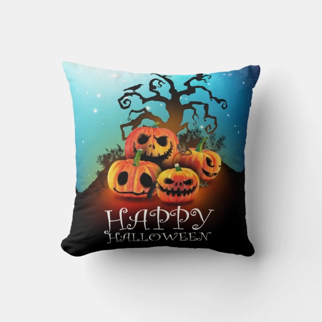 Happy Halloween! Pumpkins to under to creepy tree! Cushion (Front)