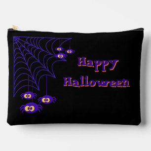 Happy Halloween Purple & Black Spider Design Accessory Pouch