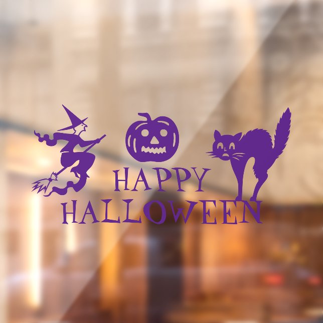 Happy Halloween purple scary cute House Window Cling (Sheet 2)