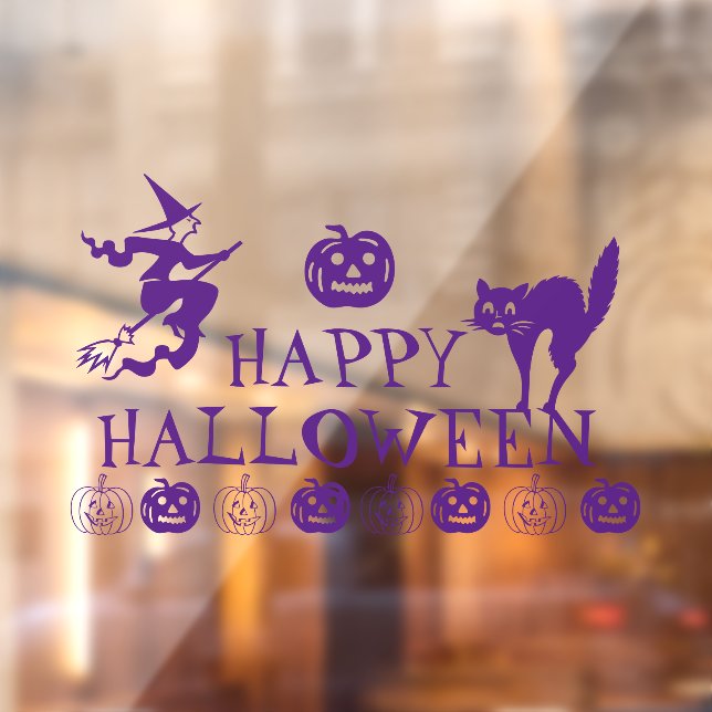 Happy Halloween purple spooky cute decor House Window Cling (Sheet 2)
