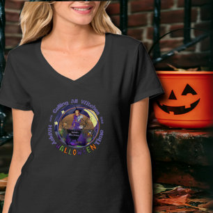 Happy Halloween Purple Witch Birthday  T-Shirt