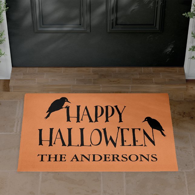 Happy Halloween Raven Personalised Doormat (Creator Uploaded)