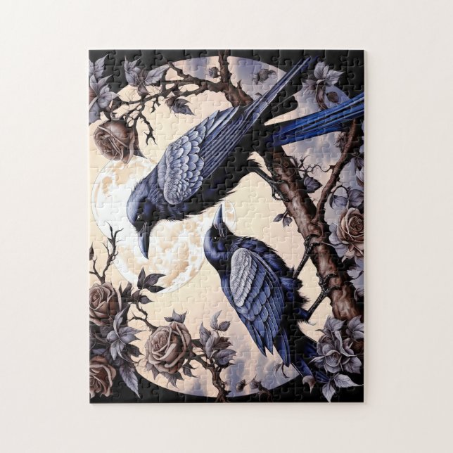 Happy Halloween Ravens And Roses Jigsaw Puzzle (Vertical)