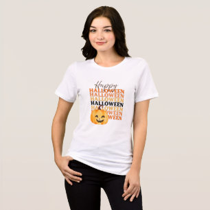 Happy Halloween Repeating Text with Jack-o'-Lante Tri-Blend Shirt
