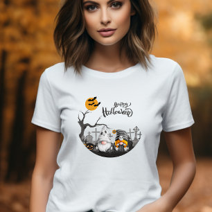 Happy Halloween Retro Gnomes in Cemetery T-Shirt
