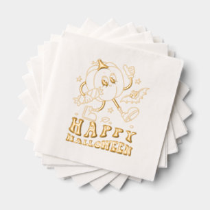 Happy Halloween  Retro Polka Dot Pumpkin Foil Napkins