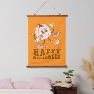 Happy Halloween  Retro Polka Dot Pumpkin Hanging Tapestry
