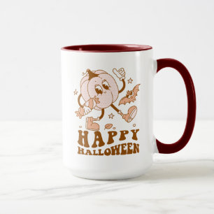 Happy Halloween  Retro Polka Dot Pumpkin Mug