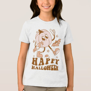 Happy Halloween  Retro Polka Dot Pumpkin Tri-Blend Shirt