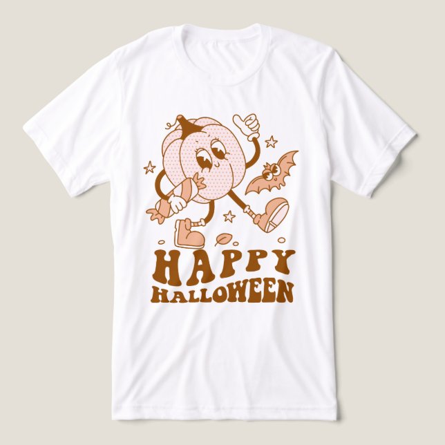 Happy Halloween| Retro Polka Dot Pumpkin Tri-Blend Shirt (Design Front)